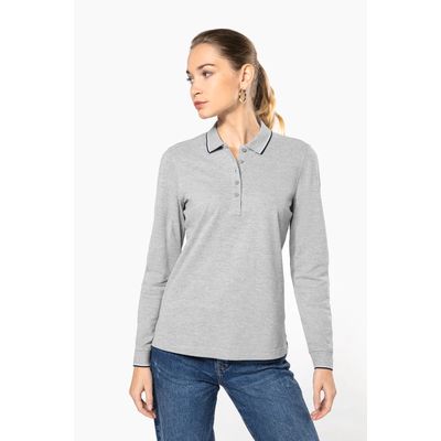 Polo piqué manga larga mujer