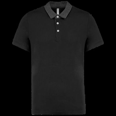 Polo bicolor hombre algodón Black / Dark Grey Heather Xxl