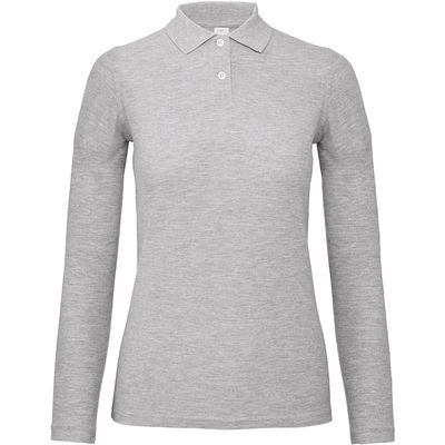 Polo manga larga mujer punto piqué Heather Grey 3Xl