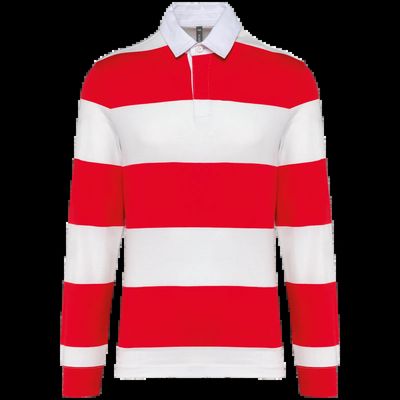 Polo a rayas unisex Manga Larga Red / White Stripes 4Xl