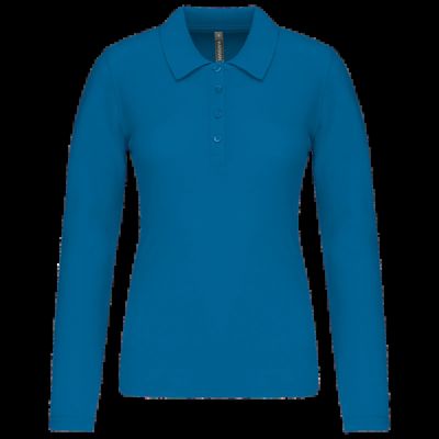Polo de manga larga entallado mujer Tropical Blue S