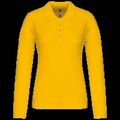 Polo de manga larga entallado mujer Yellow Xxl