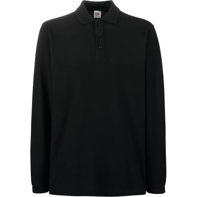 Polo punto piqué manga larga Black 3Xl