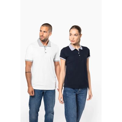 Polo piqué bicolor mujer