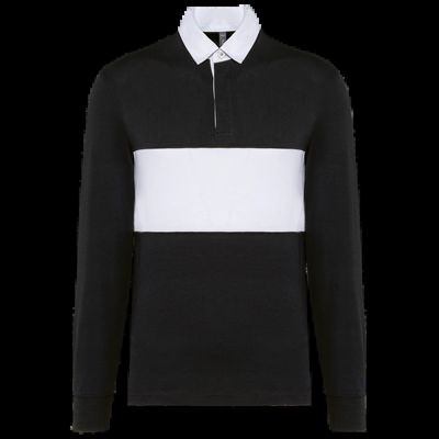 Polo rugby manga larga algodón Black / White Xl