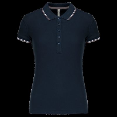 Polo mujer algodón con 5 botones Navy / Light Grey / White M