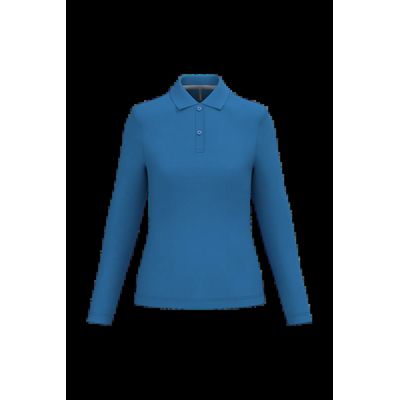 Polo manga larga mujer algodón lavable Light Royal Blue S