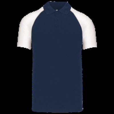 Polo baseball manga corta Navy / White 3Xl