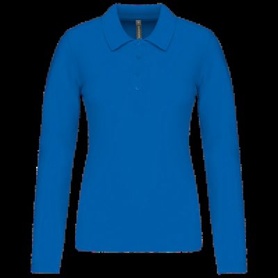 Polo de manga larga entallado mujer Light Royal Blue L