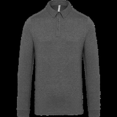 Polo jersey Manga larga para hombre Grey Heather 3Xl
