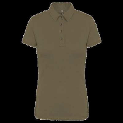 Polo básico de manga corta para mujer Light Khaki Xl