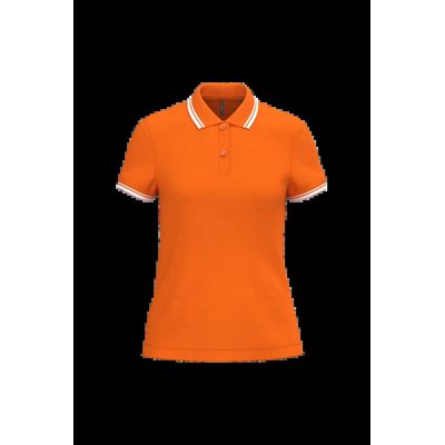 Polo a rayas mujer manga corta Orange / White Xl