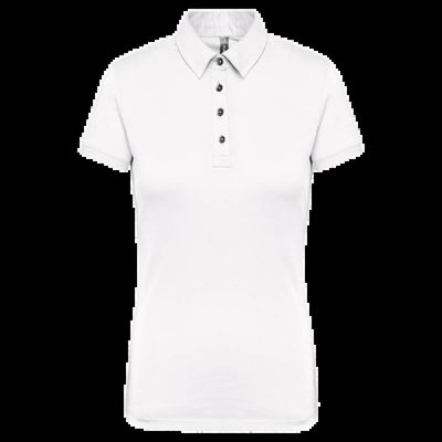 Polo básico de manga corta para mujer White L