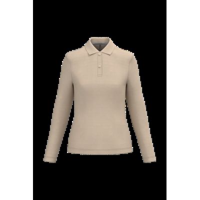 Polo manga larga mujer algodón lavable Light Sand M