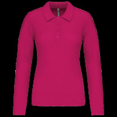 Polo de manga larga entallado mujer Fuchsia L