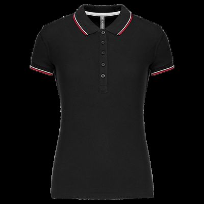 Polo mujer algodón con 5 botones Black / Red / White Xxl
