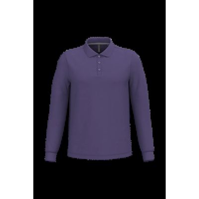 Polo manga larga hombre algodón piqué Purple Xl
