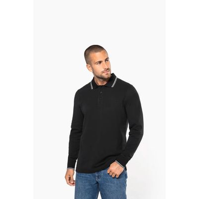 Polo ajustado manga larga hombre Black / Light Grey / White S