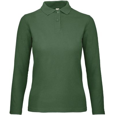 Polo manga larga mujer punto piqué Bottle Green S