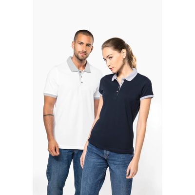 Polo piqué bicolor mujer