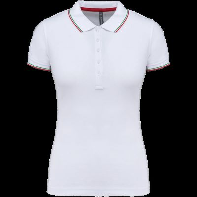 Polo mujer algodón con 5 botones White / Red / Green Xxl
