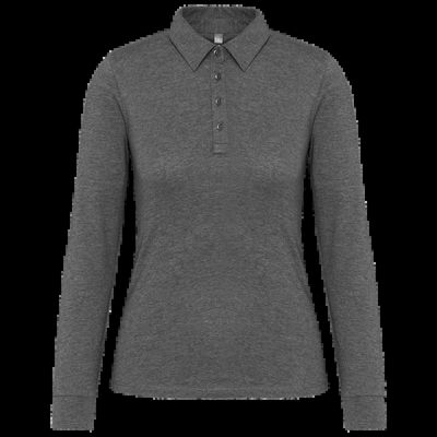 Polo jersey manga larga mujer Grey Heather L