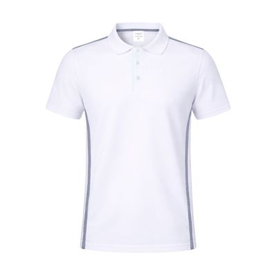 Polo Blanco Transpirable con Línea Gris Bla L