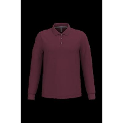 Polo manga larga hombre algodón piqué Wine M