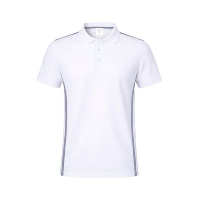 Polo Blanco Transpirable con Línea Gris