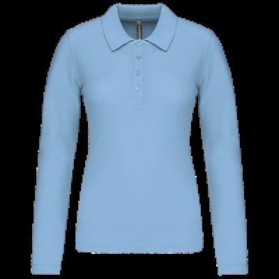 Polo de manga larga entallado mujer Sky Blue Xxl