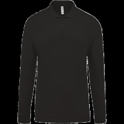 Polo piqué manga larga 100% algodón Black 4Xl