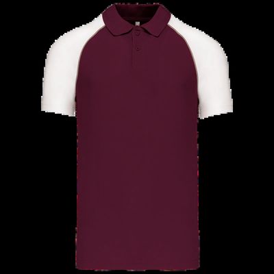 Polo baseball manga corta Bordeaux / White L