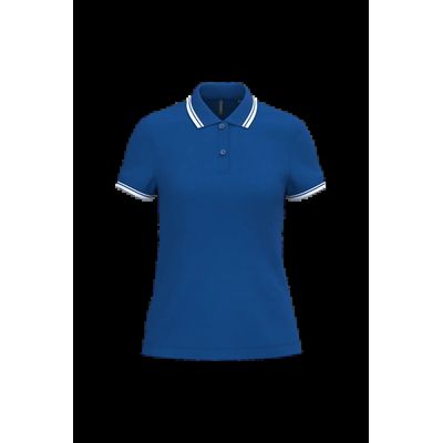 Polo a rayas mujer manga corta Royal Blue / White L