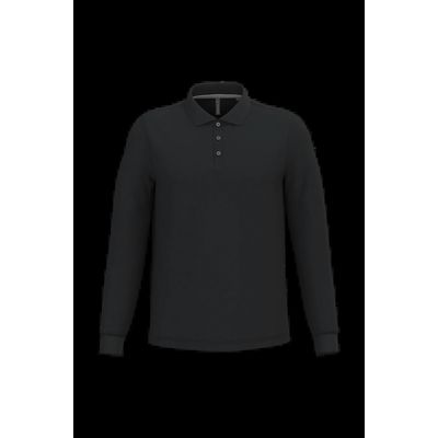 Polo manga larga hombre algodón piqué Black L