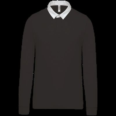 Polo Rugby 100% Algodón Peinado Black / White 5Xl