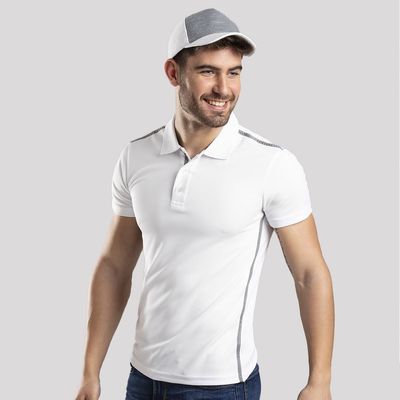 Polo Blanco Transpirable con Línea Gris