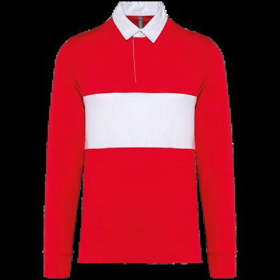 Polo rugby manga larga algodón Sporty Red / White Xl