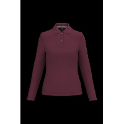 Polo manga larga mujer algodón lavable Wine Xl