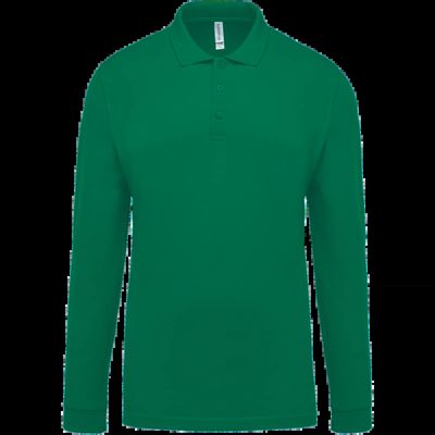 Polo piqué manga larga 100% algodón Kelly Green 4Xl