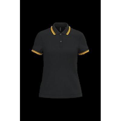 Polo a rayas mujer manga corta Black / Yellow M