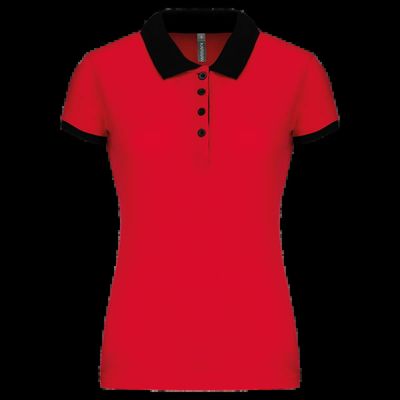 Polo piqué bicolor mujer Red / Black Xl