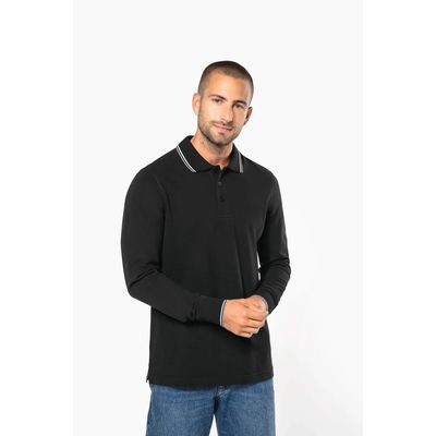 Polo ajustado manga larga hombre