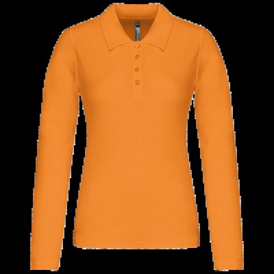 Polo de manga larga entallado mujer Orange L