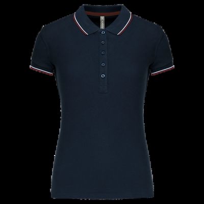 Polo mujer algodón con 5 botones Navy / Wine / White L
