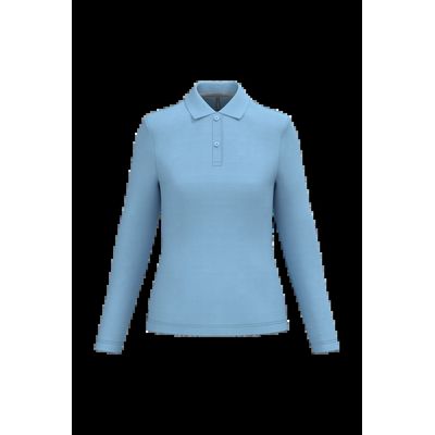 Polo manga larga mujer algodón lavable Sky Blue M
