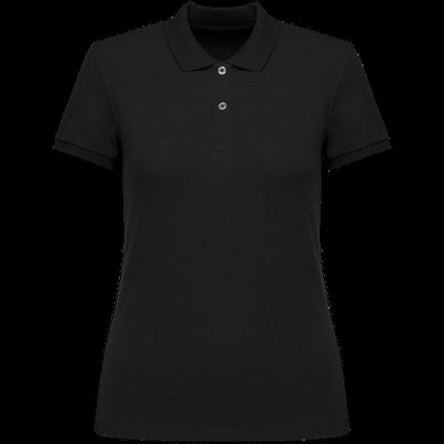 Polo ajustado de chica de algodón orgánico Black XXL