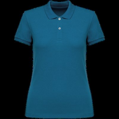 Polo ajustado de chica de algodón orgánico Blue Sapphire S
