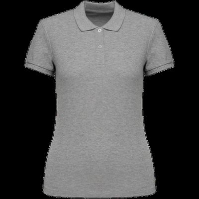 Polo ajustado de chica de algodón orgánico Moon Grey Heather XS