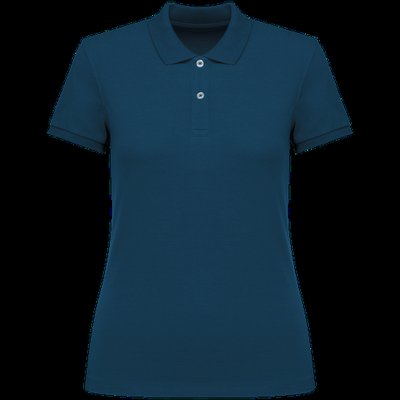 Polo ajustado de chica de algodón orgánico Peacock Blue L