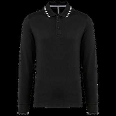 Polo ajustado manga larga hombre Black / Light Grey / White Xl